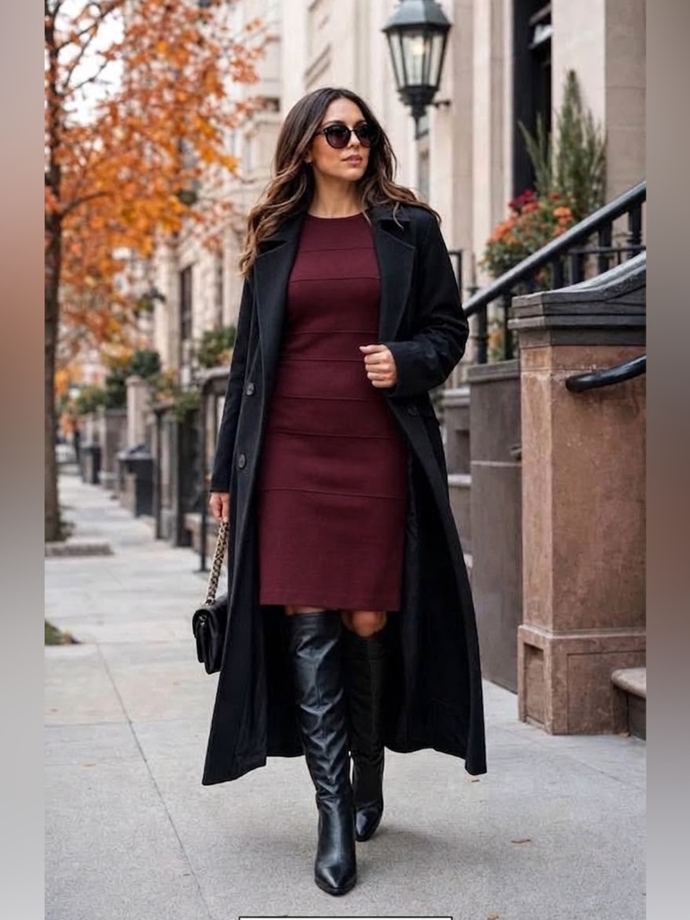 NATAN (luxury) $850 • 18” PTP Small • Scoop Neck Knee-Length Dress Burgundy - Picture 7 of 7
